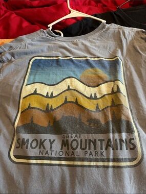 Smoky Mountains Graphic Tee - Blue with Earth Tones